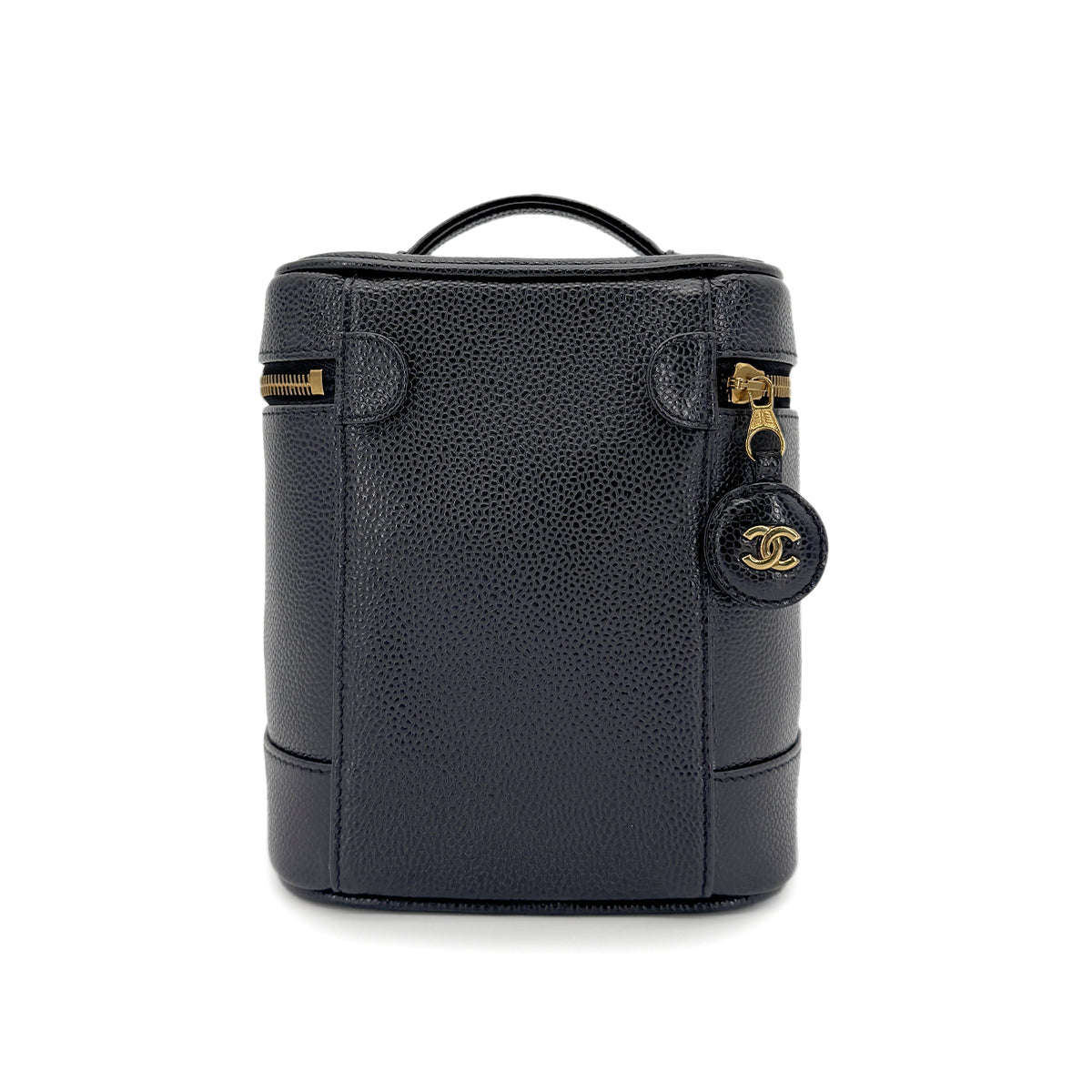 CHANEL VINTAGE VANITY HAND BAG BLACK CAVIAR SKIN 90267478