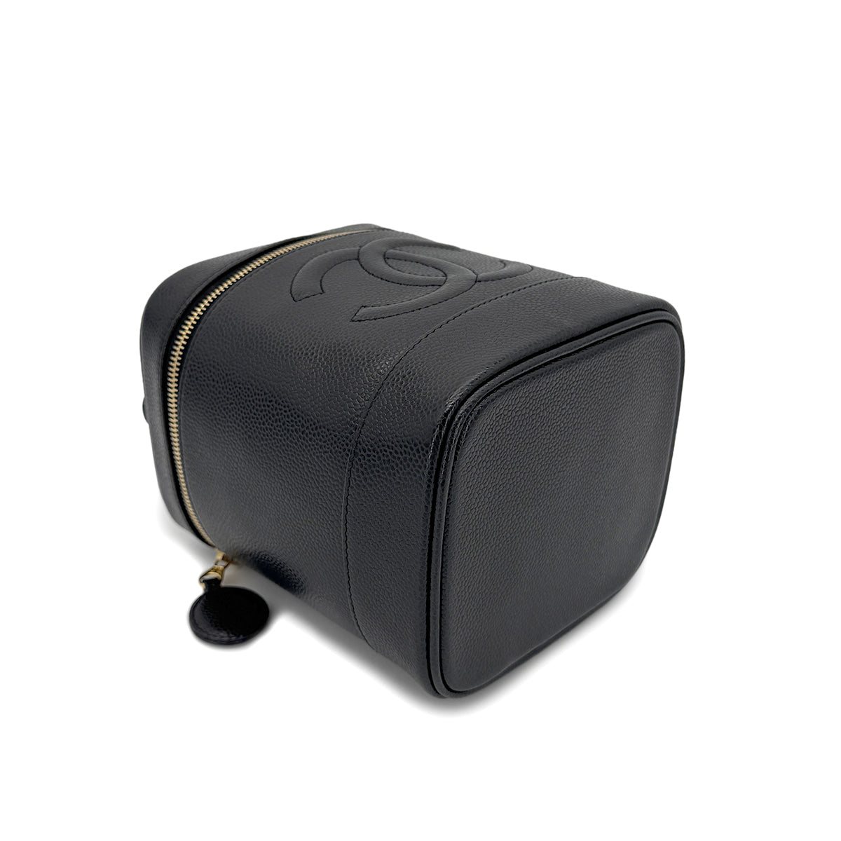 CHANEL VINTAGE VANITY HAND BAG BLACK CAVIAR SKIN 90267478