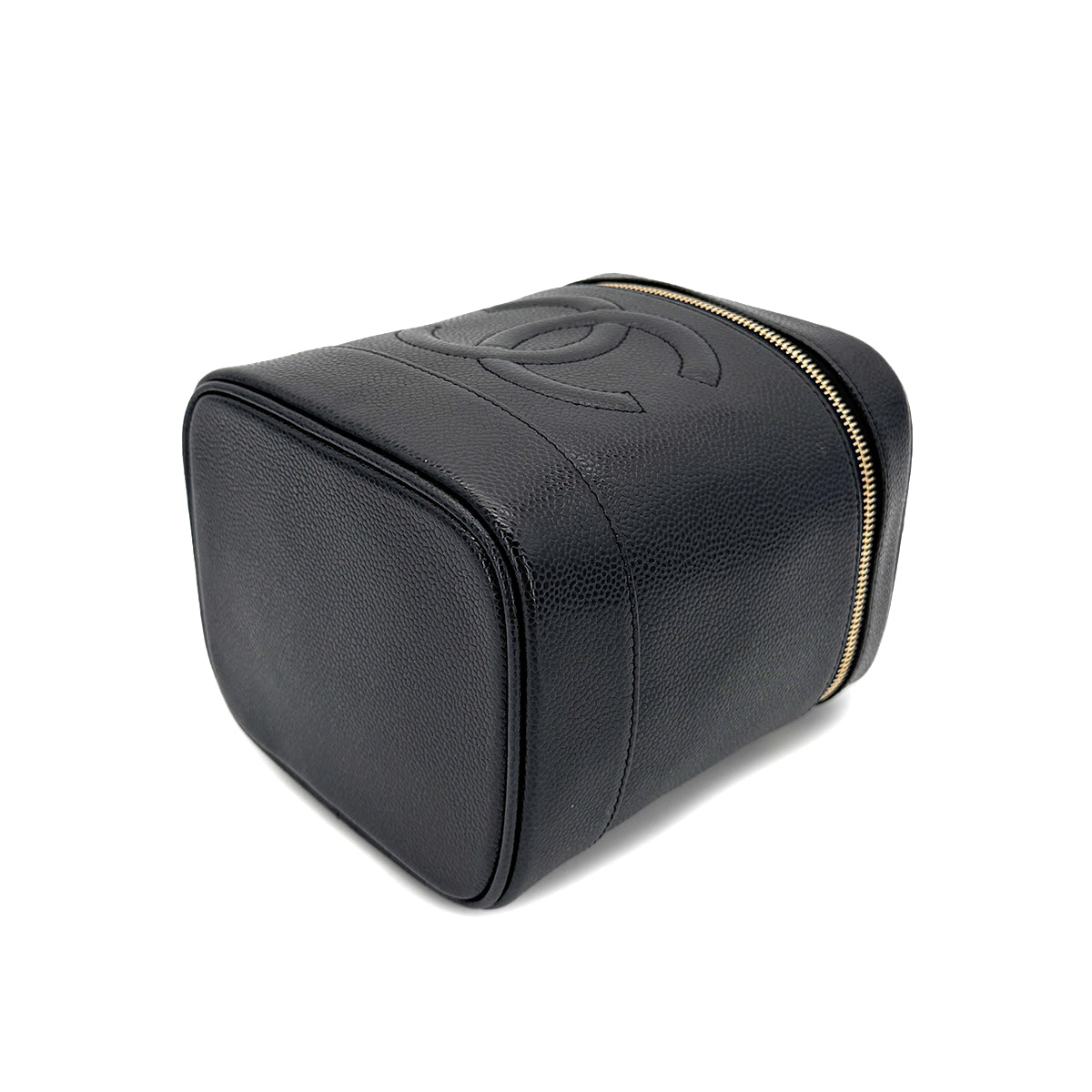 CHANEL VINTAGE VANITY HAND BAG BLACK CAVIAR SKIN 90267478