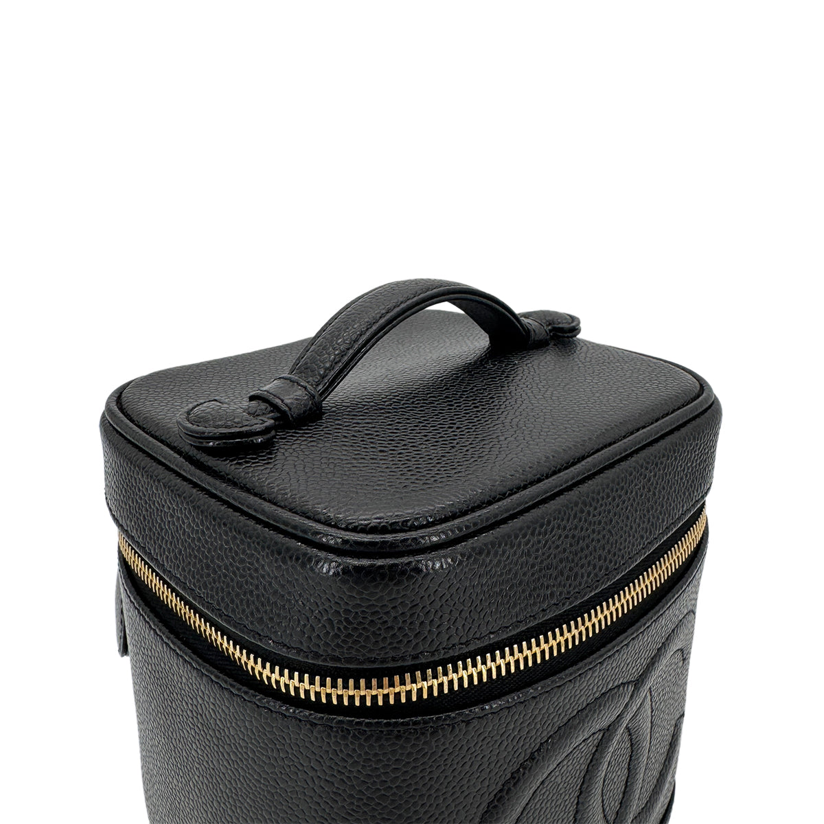 CHANEL VINTAGE VANITY HAND BAG BLACK CAVIAR SKIN 90267478