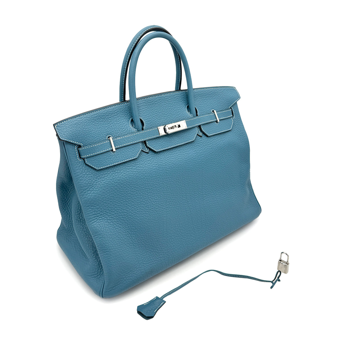 HERMES BIRKIN 40 BLEU JEAN TOGO HAND BAG □K SHW 90267750