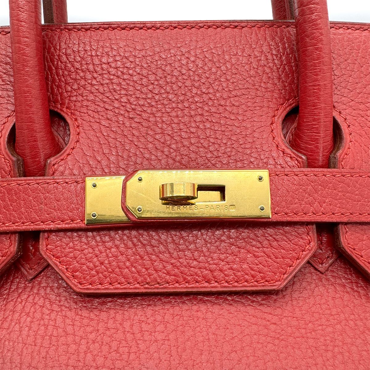 HERMES HAUT A COURROIES 32 ROUGE VIF ARDENNES HAND BAG 〇Y GHW 90267752