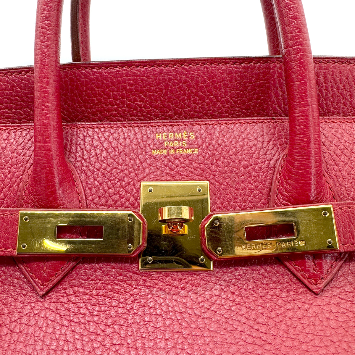 HERMES HAUT A COURROIES 32 ROUGE VIF ARDENNES HAND BAG 〇Y GHW 90267752