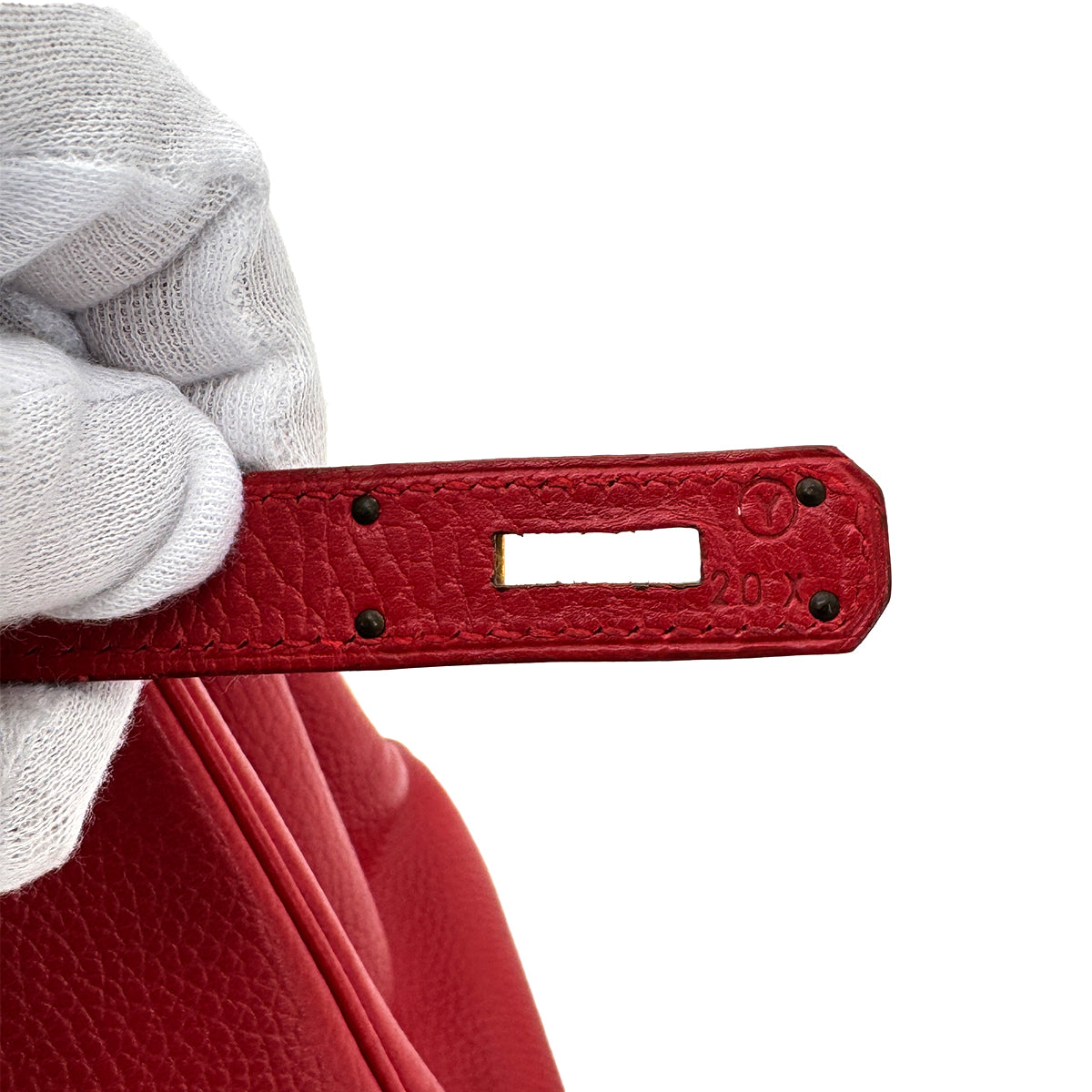 HERMES HAUT A COURROIES 32 ROUGE VIF ARDENNES HAND BAG 〇Y GHW 90267752