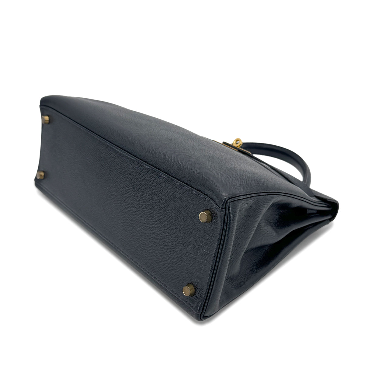 HERMES KELLY 32 RETOURNE BLUE INDIGO COUCHVEL HAND SHOULDER BAG 〇U GHW  90267753