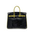 HERMES BIRKIN 25 BLACK CHARTREUSE CROCODILE NILOTICUS LISSE HAND BAG □H SHW 90267754 - PURPOSE