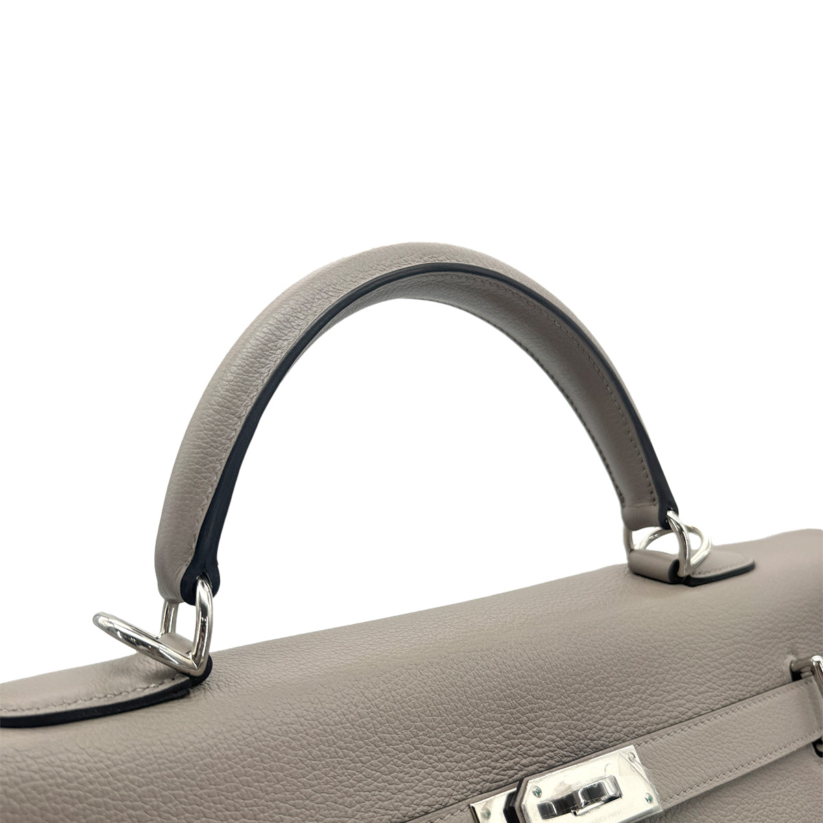 HERMES KELLY RELAX 50 GRIS TOURTERELLE TAURILLON NOVILLO HAND SHOULDER BAG Y SHW 90267765