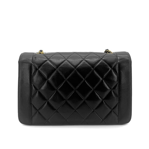 CHANEL VINTAGE DIANA MEDIUM CHAIN SHOULDER BAG BLACK LAMB SKIN 90267772 - PURPOSE