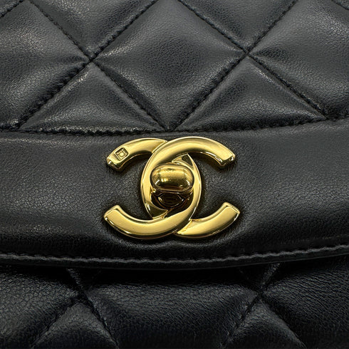 CHANEL VINTAGE DIANA MEDIUM CHAIN SHOULDER BAG BLACK LAMB SKIN 90267772 - PURPOSE