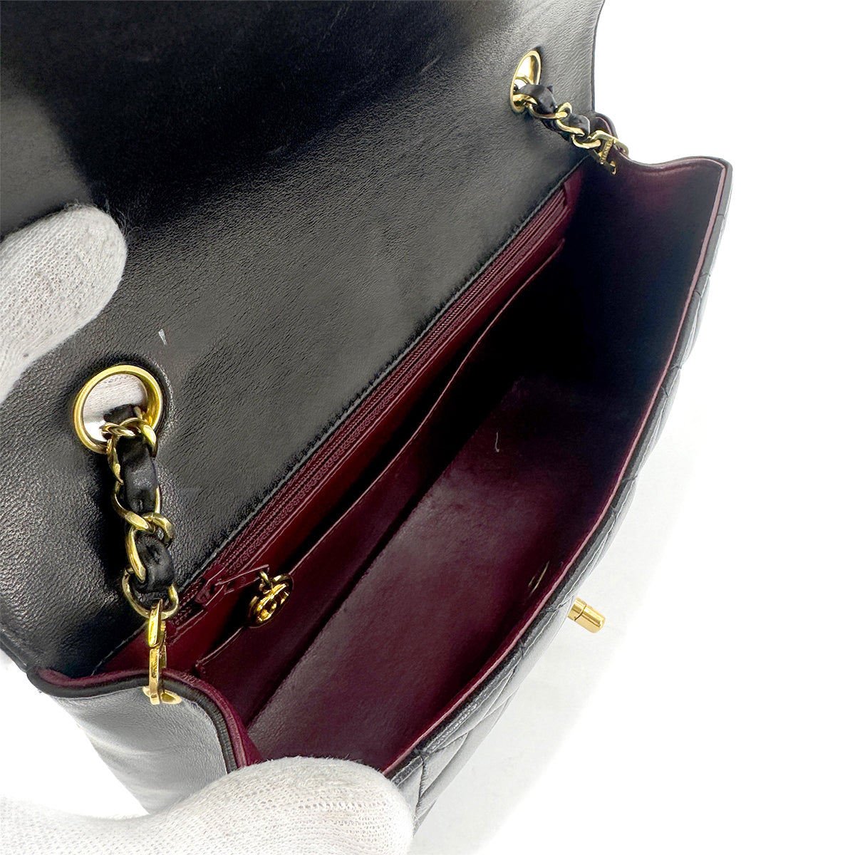 CHANEL VINTAGE DIANA MEDIUM CHAIN SHOULDER BAG BLACK LAMB SKIN 90267772