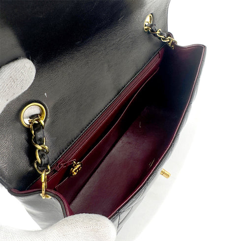 CHANEL VINTAGE DIANA MEDIUM CHAIN SHOULDER BAG BLACK LAMB SKIN 90267772 - PURPOSE