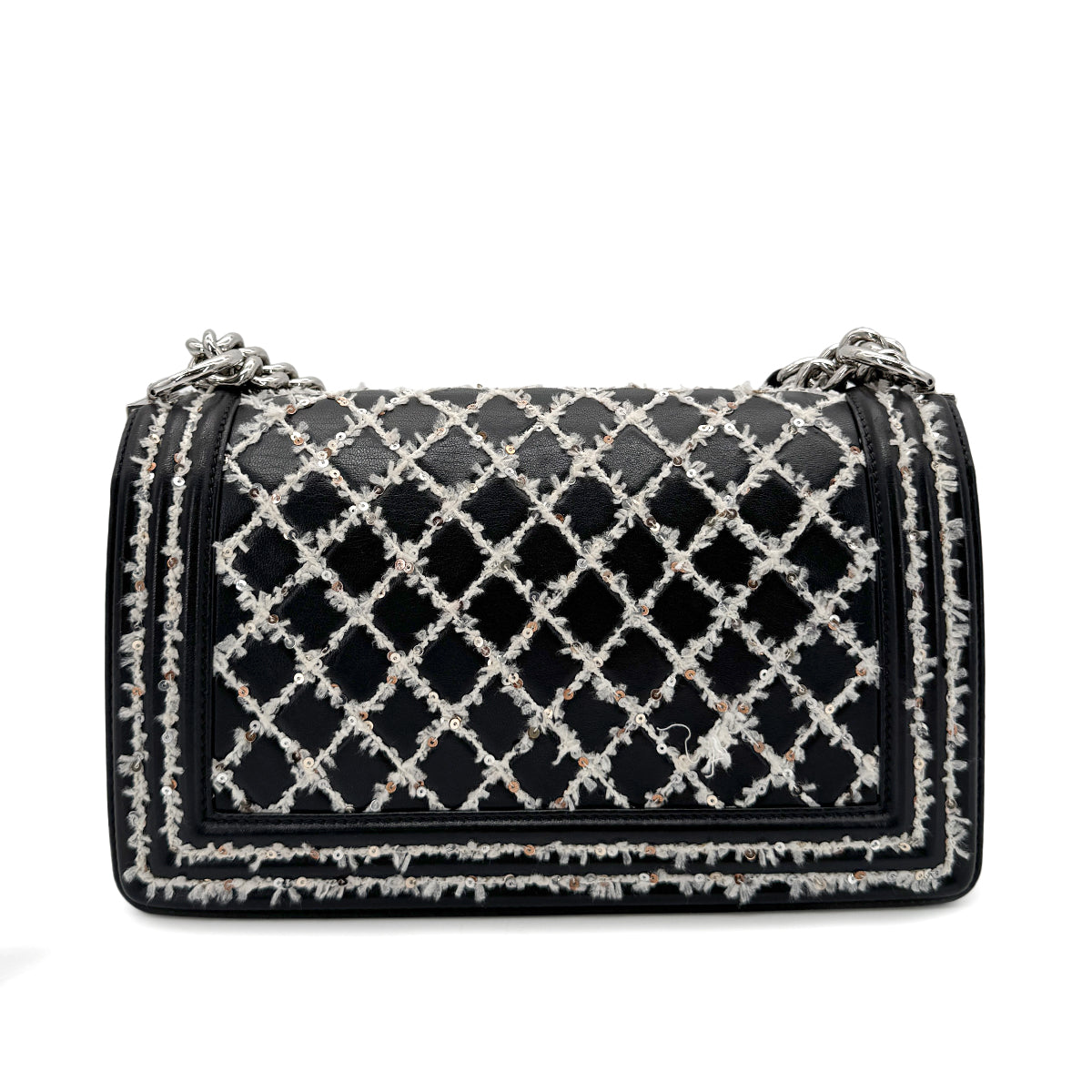 CHANEL BOYCHANEL MEDIUM CHAIN SHOULDER BAG BLACK LEATHER 90267774