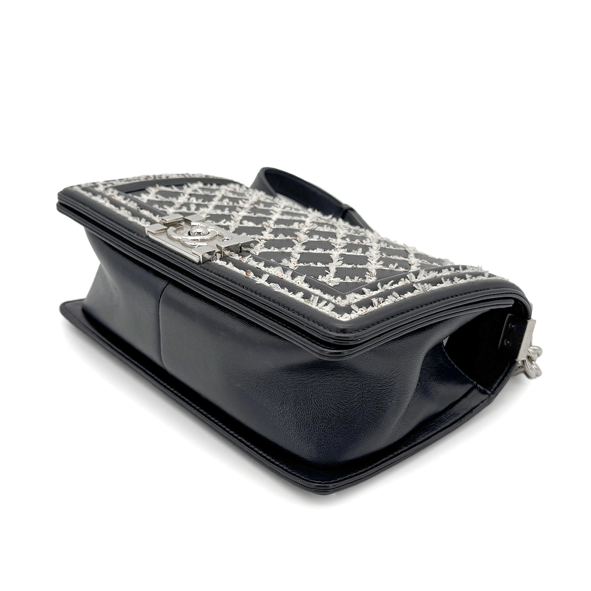 CHANEL BOYCHANEL MEDIUM CHAIN SHOULDER BAG BLACK LEATHER 90267774
