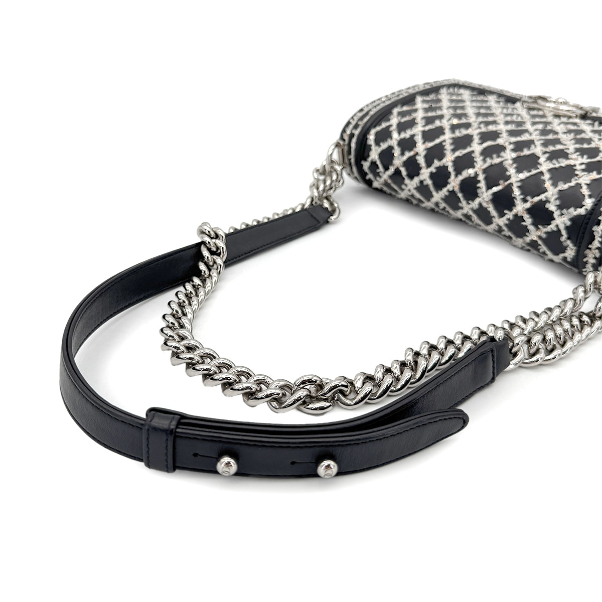 CHANEL BOYCHANEL MEDIUM CHAIN SHOULDER BAG BLACK LEATHER 90267774