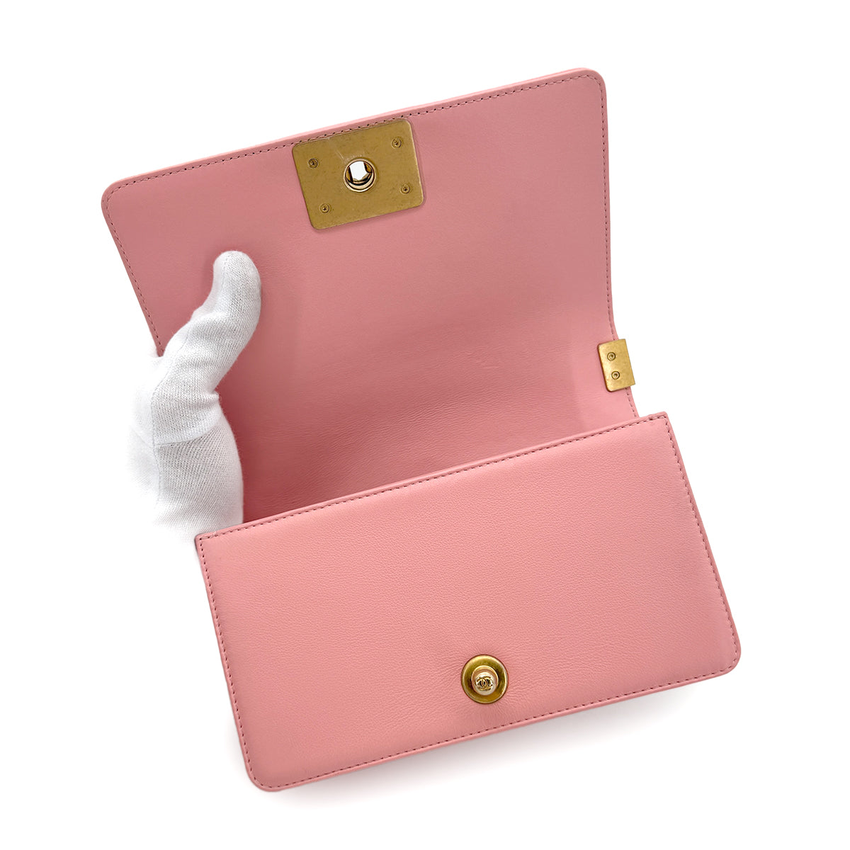 CHANEL BOYCHANEL SMALL CHAIN SHOULDER BAG PINK LAMB SKIN 90267777