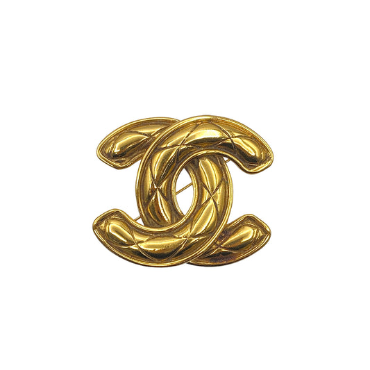 CHANEL VINTAGE MATELASSE COCOMARK BROOCH GOLD ACCESSORY 90267786