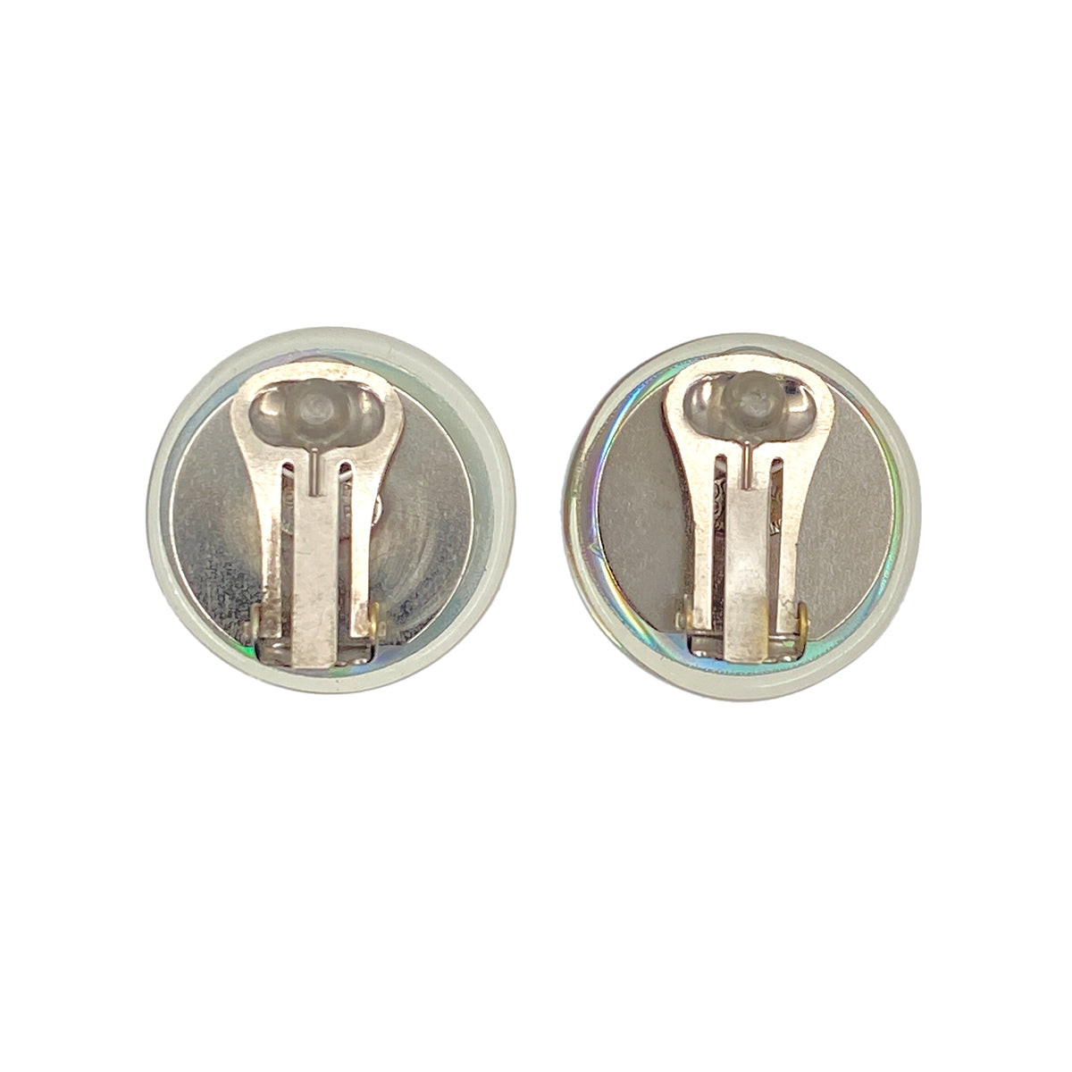 CHANEL VINTAGE ICON EARRINGS ROUND CLEAR ACCESSORY 97P 90267789