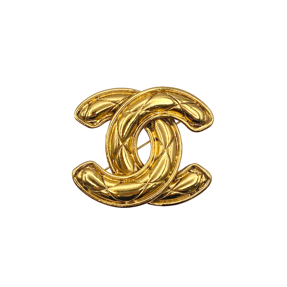 CHANEL VINTAGE MATELASSE COCOMARK BROOCH GOLD ACCESSORY 90267793