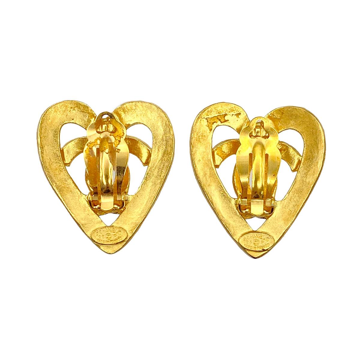 CHANEL VINTAGE EARRINGS HEART COCOMARK ACCESSORY 95P 90267799