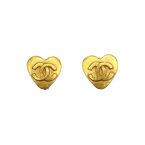 CHANEL VINTAGE EARRINGS HEART COCOMARK ACCESSORY 95P 90267803