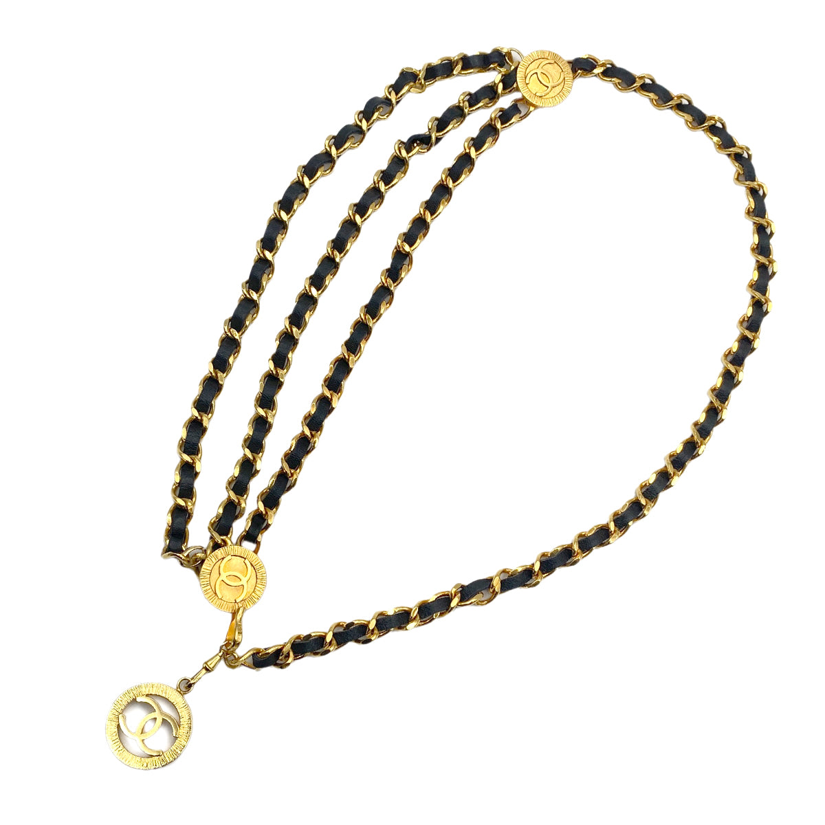 CHANEL VINTAGE CHAIN BELT LEATHER COCOMARK ACCESSORY 90267808