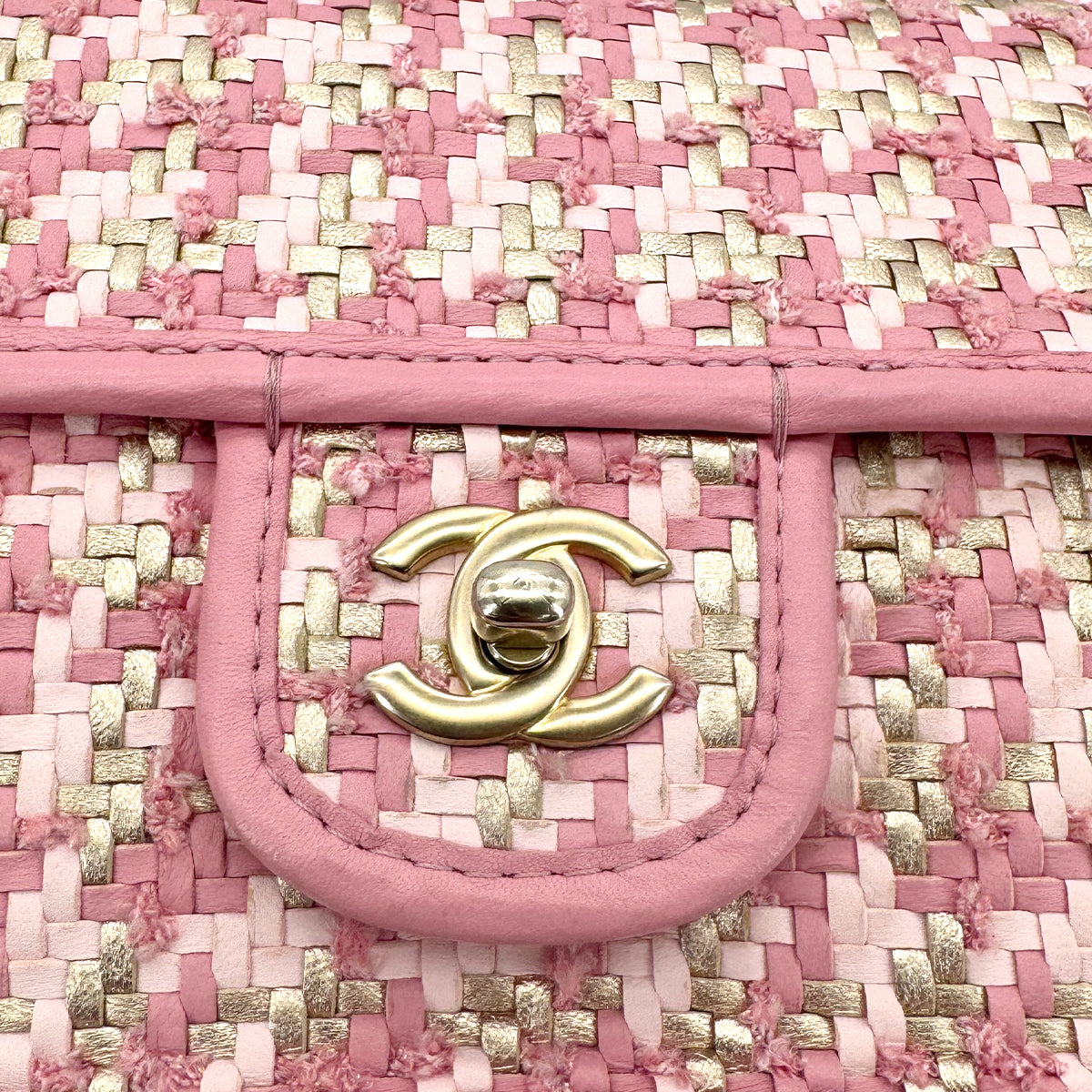 CHANEL WOVEN CHAIN SHOULDER BAG PINK LAMB SKIN 90268061