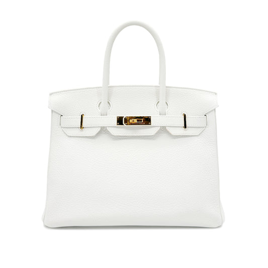 HERMES BIRKIN 30 WHITE TAURILLON CLEMENCE HAND BAG T GHW 90268071