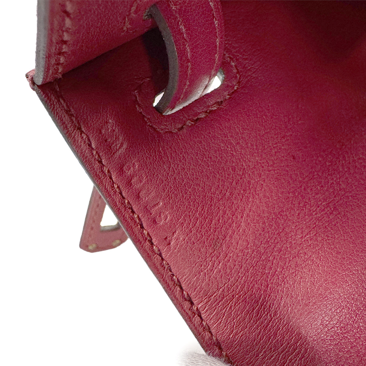 HERMES KELLY POCHETTE SELLIER ROUGE GRENAT SWIFT HAND BAG X GHW 90268076