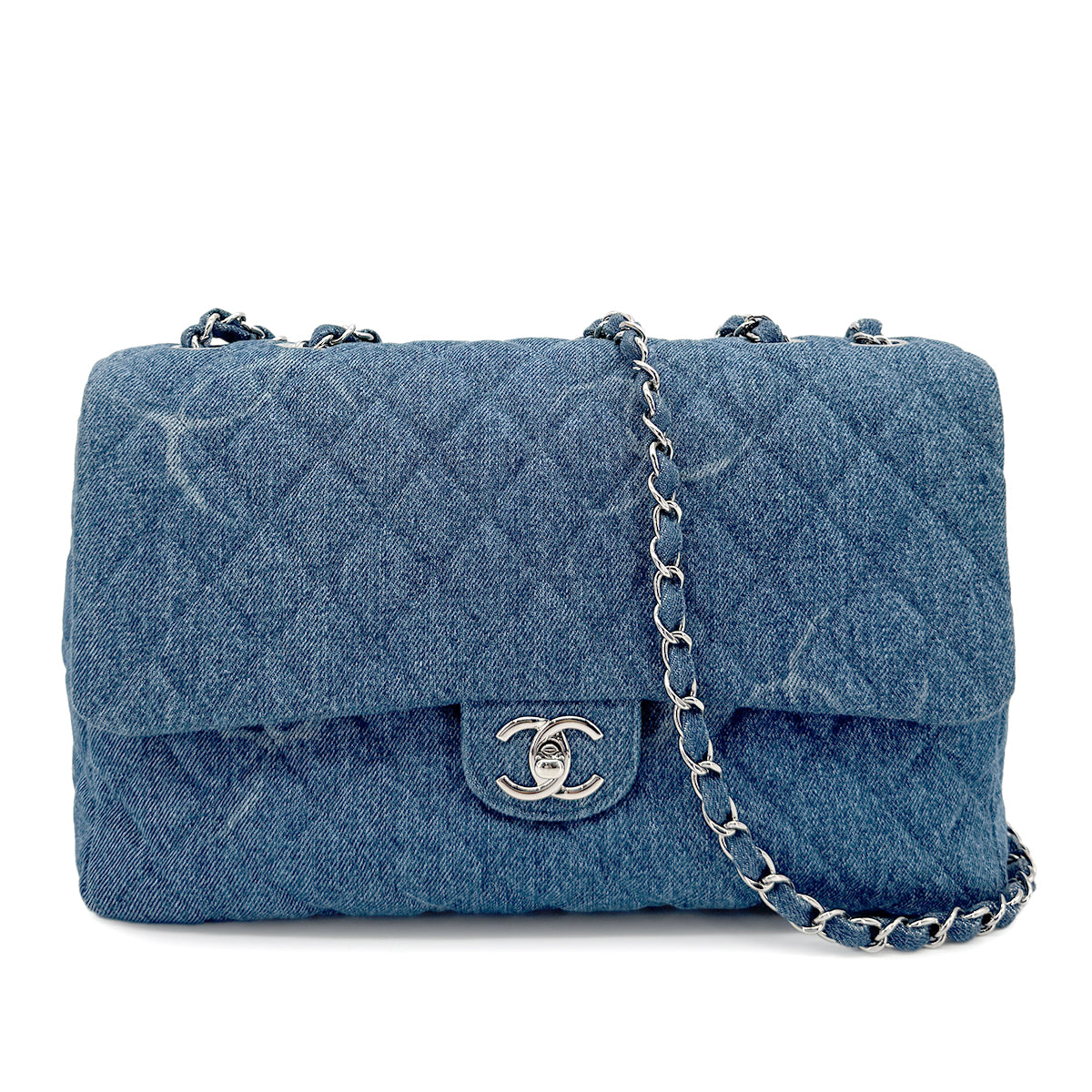 CHANEL MATELASSE CHAIN SHOULDER BAG BLUE DENIM 90268077