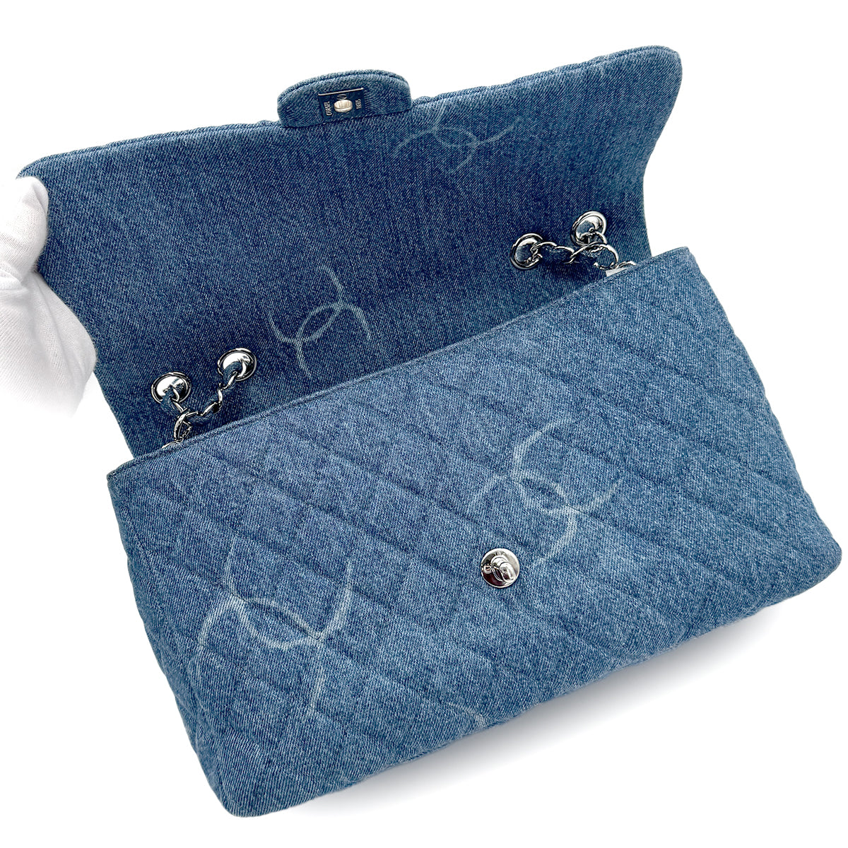 CHANEL MATELASSE CHAIN SHOULDER BAG BLUE DENIM 90268077