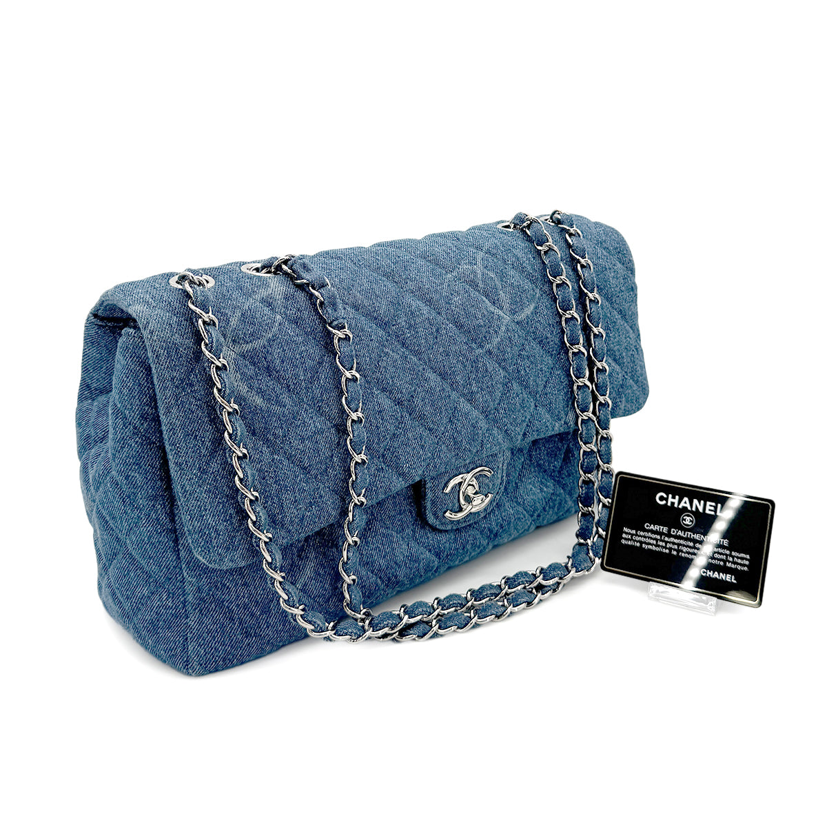 CHANEL MATELASSE CHAIN SHOULDER BAG BLUE DENIM 90268077