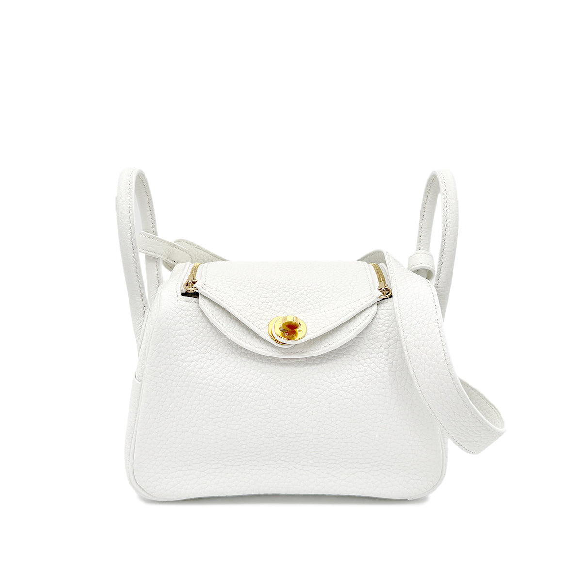 HERMES LINDY MINI 20 NEW WHITE TAURILLON CLEMENCE SHOULDER BAG W GHW 90268079