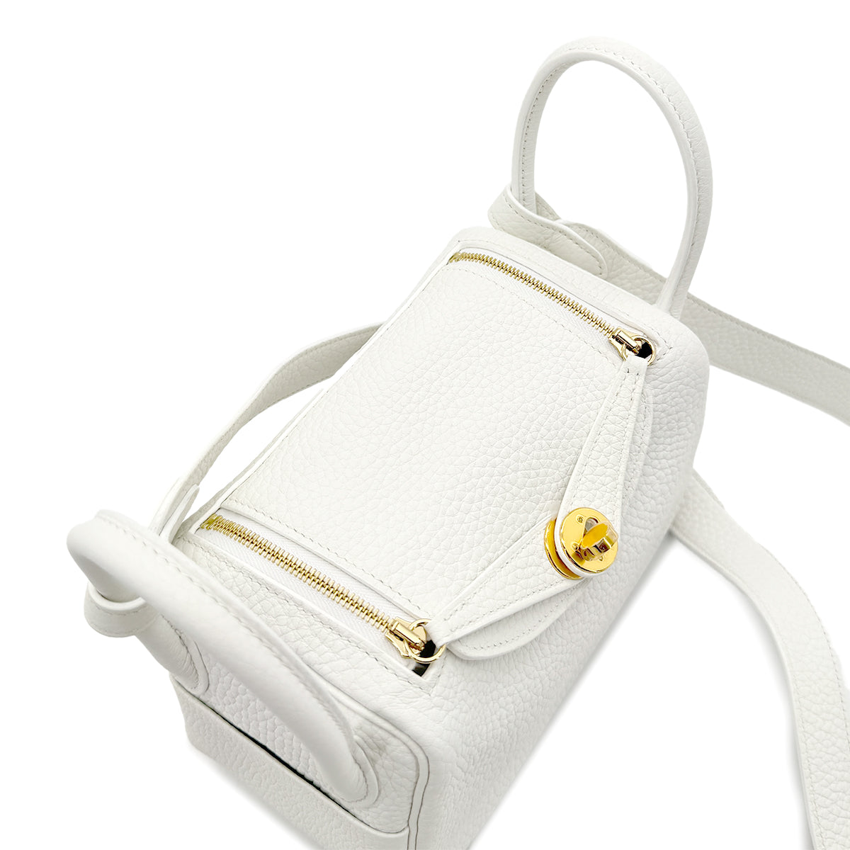 HERMES LINDY MINI 20 NEW WHITE TAURILLON CLEMENCE SHOULDER BAG W GHW 90268079