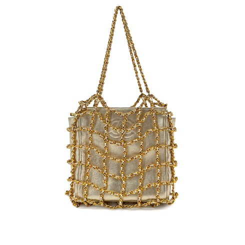 CHANEL VINTAGE CHAIN HAND BAG GOLD LAMB SKIN 90268085 - PURPOSE