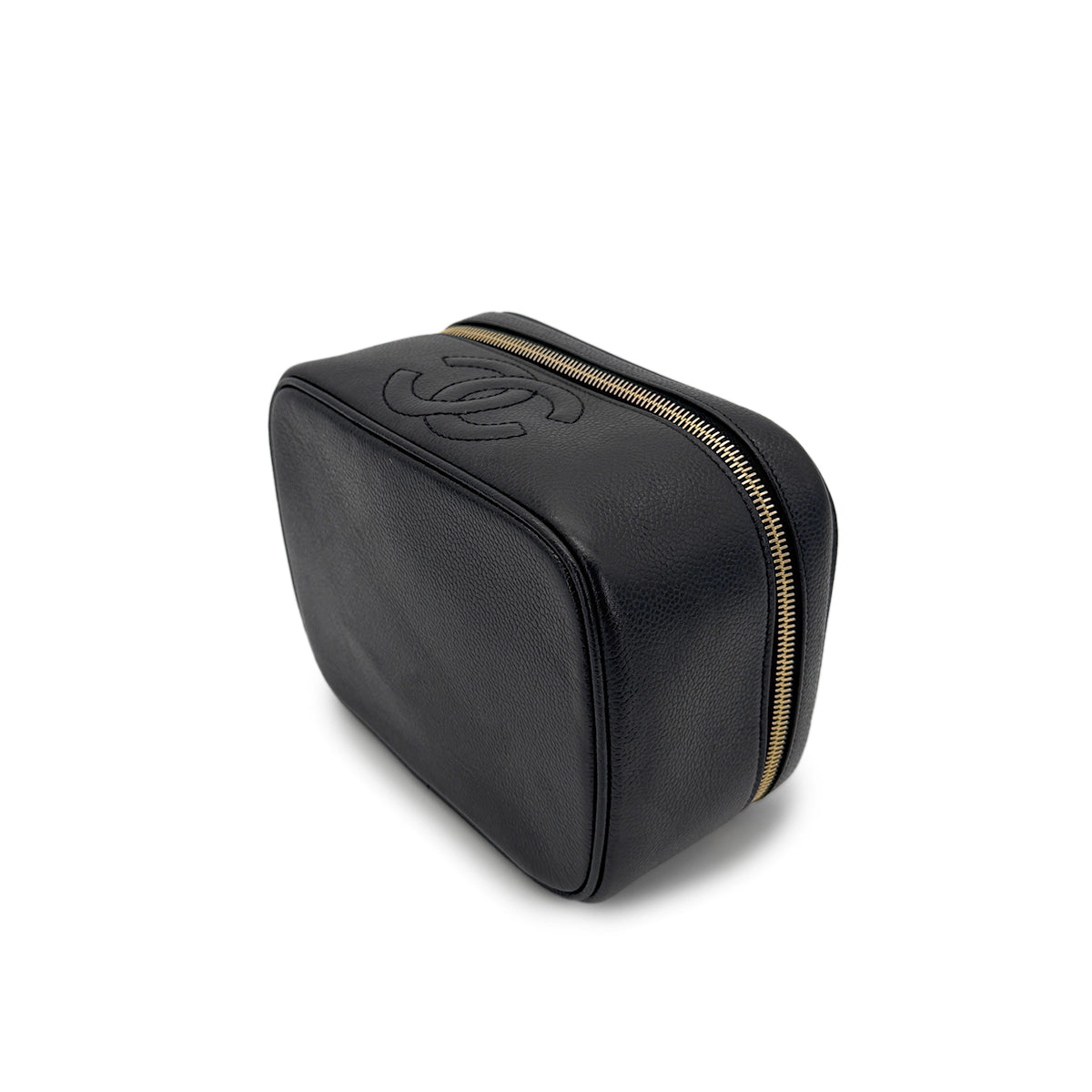 CHANEL VINTAGE VANITY HAND BAG BLACK CAVIAR SKIN 90268086