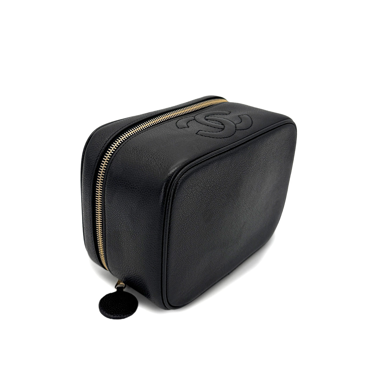 CHANEL VINTAGE VANITY HAND BAG BLACK CAVIAR SKIN 90268086