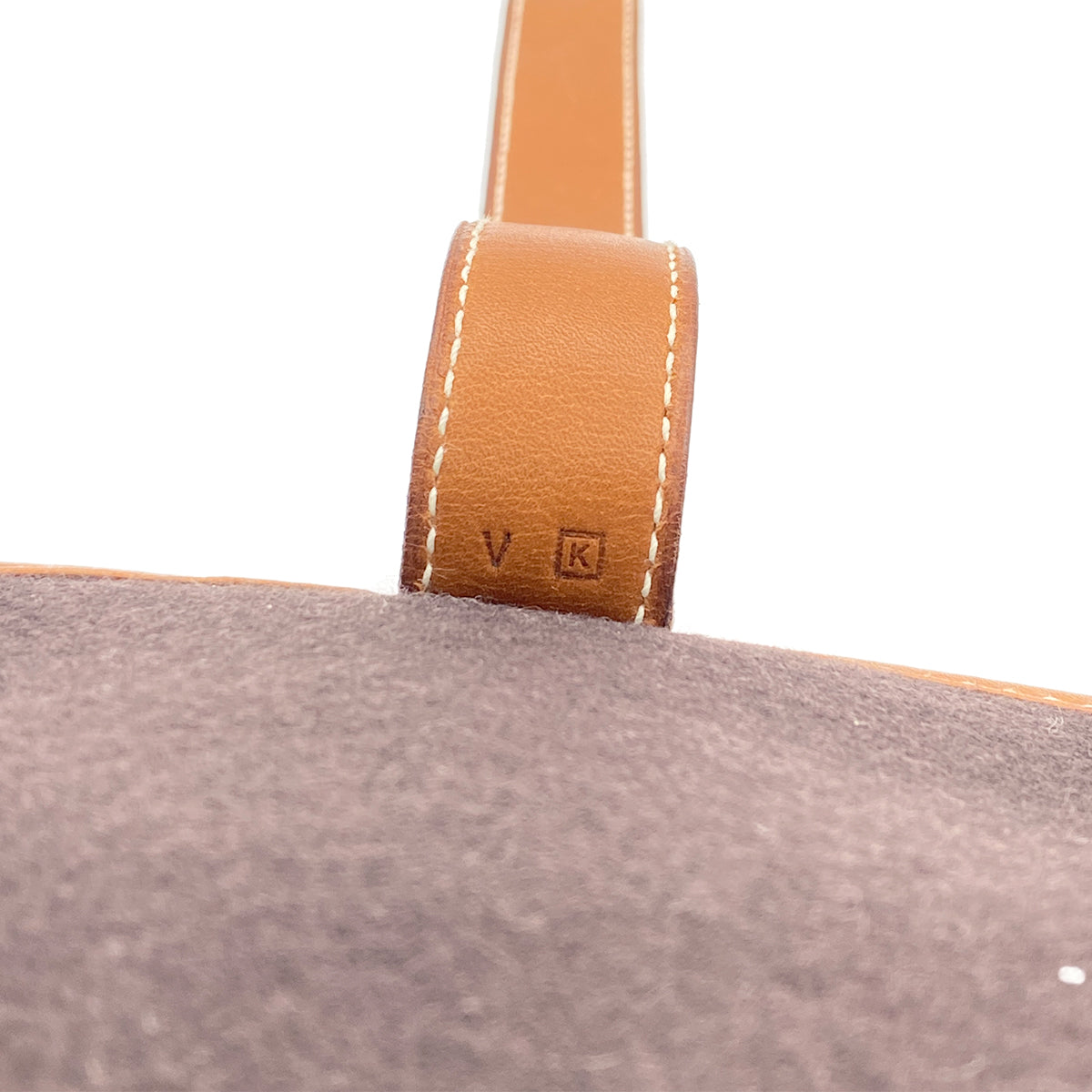 HERMES FEU DOU TOTE BAG BROWN FELT FABRIC LEATHER □K 9026819