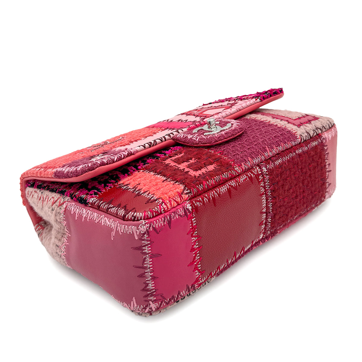 CHANEL CHAIN SHOULDER BAG PATCHWORK MULTICOLOR CANVAS LEATHER 90268196