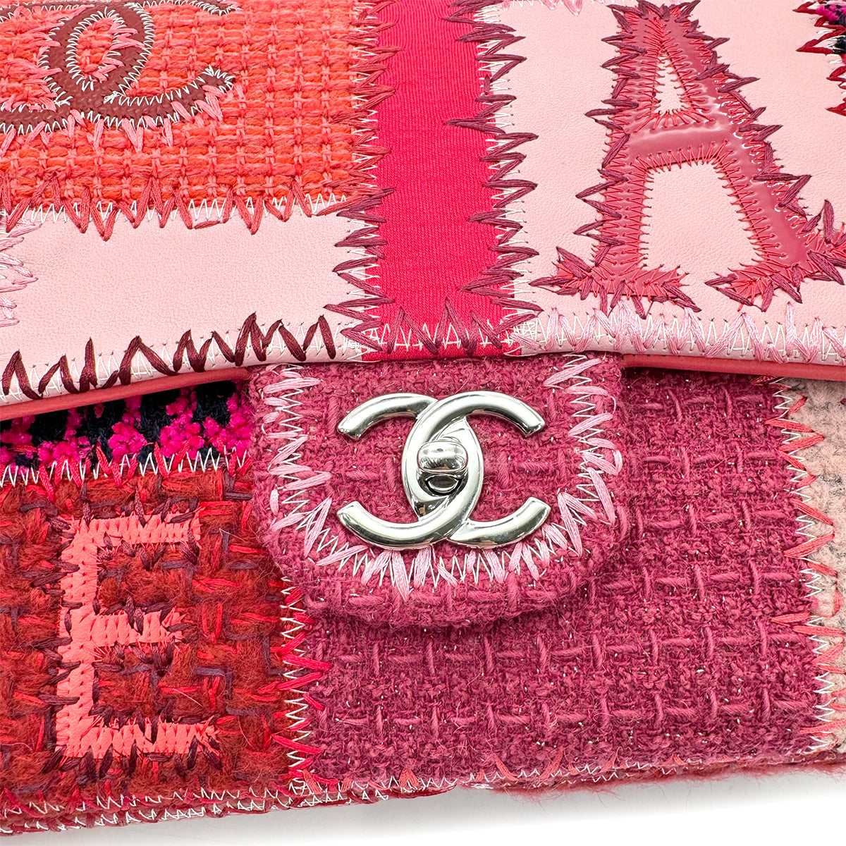 CHANEL CHAIN SHOULDER BAG PATCHWORK MULTICOLOR CANVAS LEATHER 90268196
