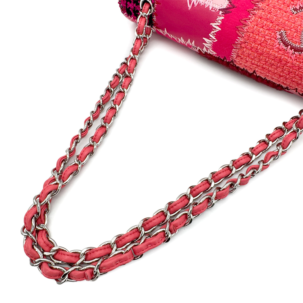 CHANEL CHAIN SHOULDER BAG PATCHWORK MULTICOLOR CANVAS LEATHER 90268196