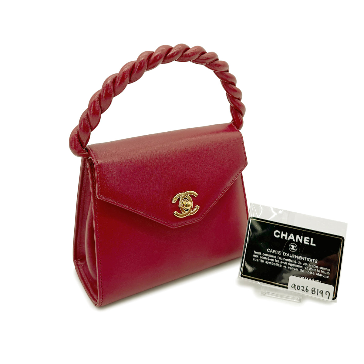 CHANEL VINTAGE HAND BAG RED LAMB SKIN 90268197