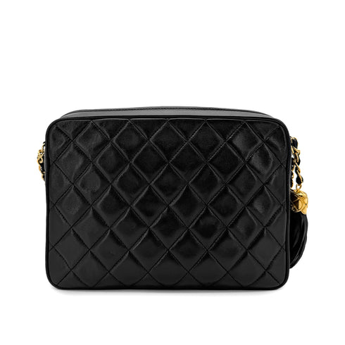 CHANEL VINTAGE MATELASSE FRINGE SHOULDER BAG BLACK LAMB SKIN 90268310 - PURPOSE