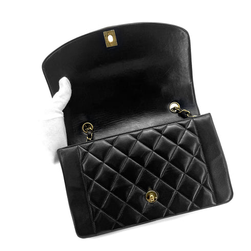 CHANEL VINTAGE DIANA MEDIUM CHAIN SHOULDER BAG BLACK LAMB SKIN 90268321 - PURPOSE