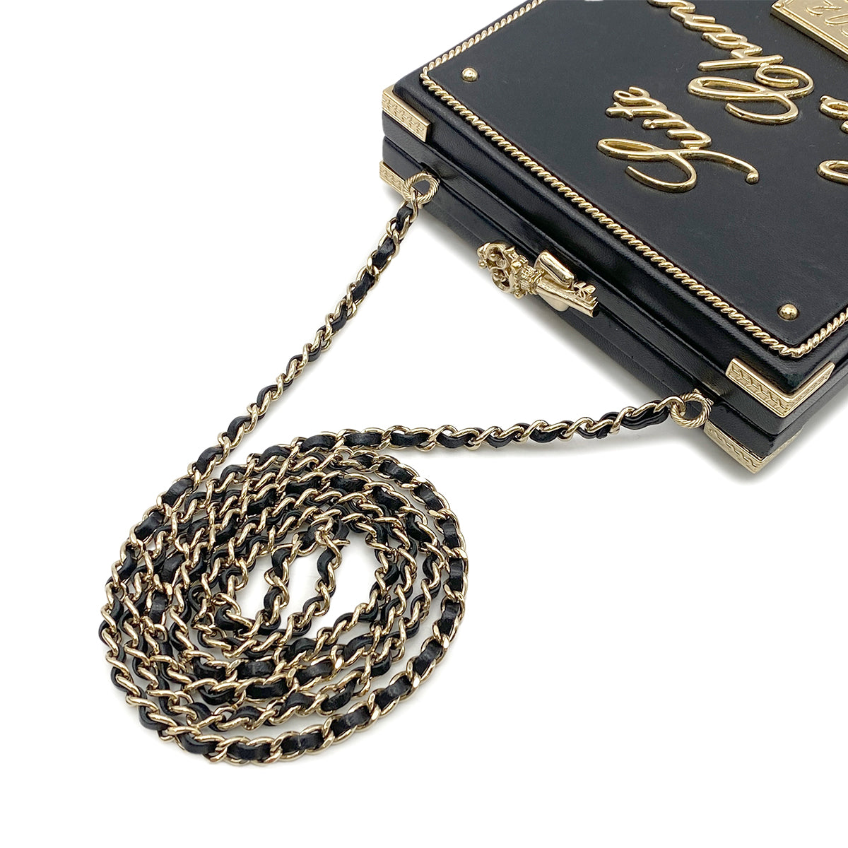 CHANEL ROOM CARD MINAUDIERE EVENING CHAIN SHOULDER BAG BLACK LAMB SKIN 90268328