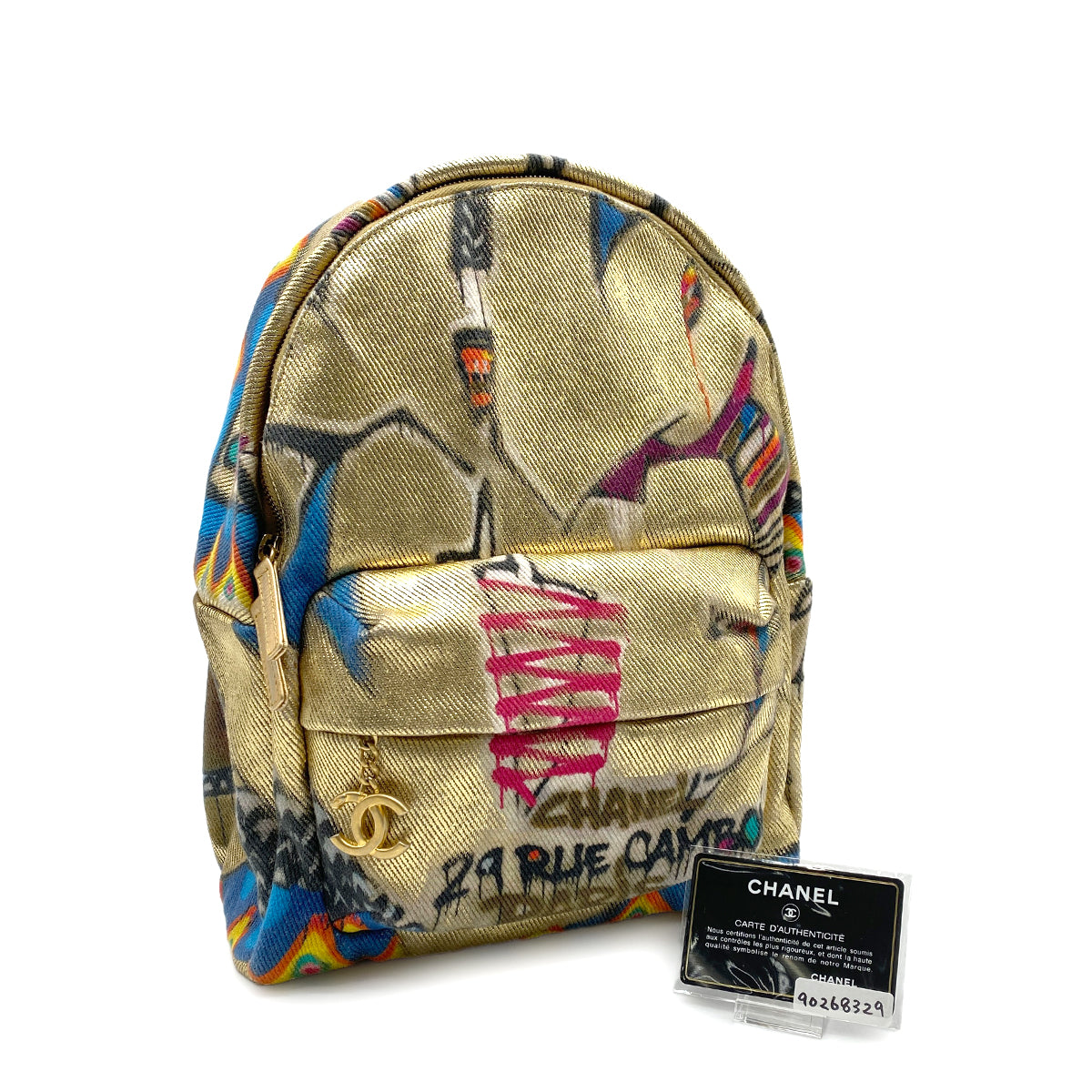 CHANEL BACK PACK GRAFFITI COCOMARK GOLD CANVAS 90268329