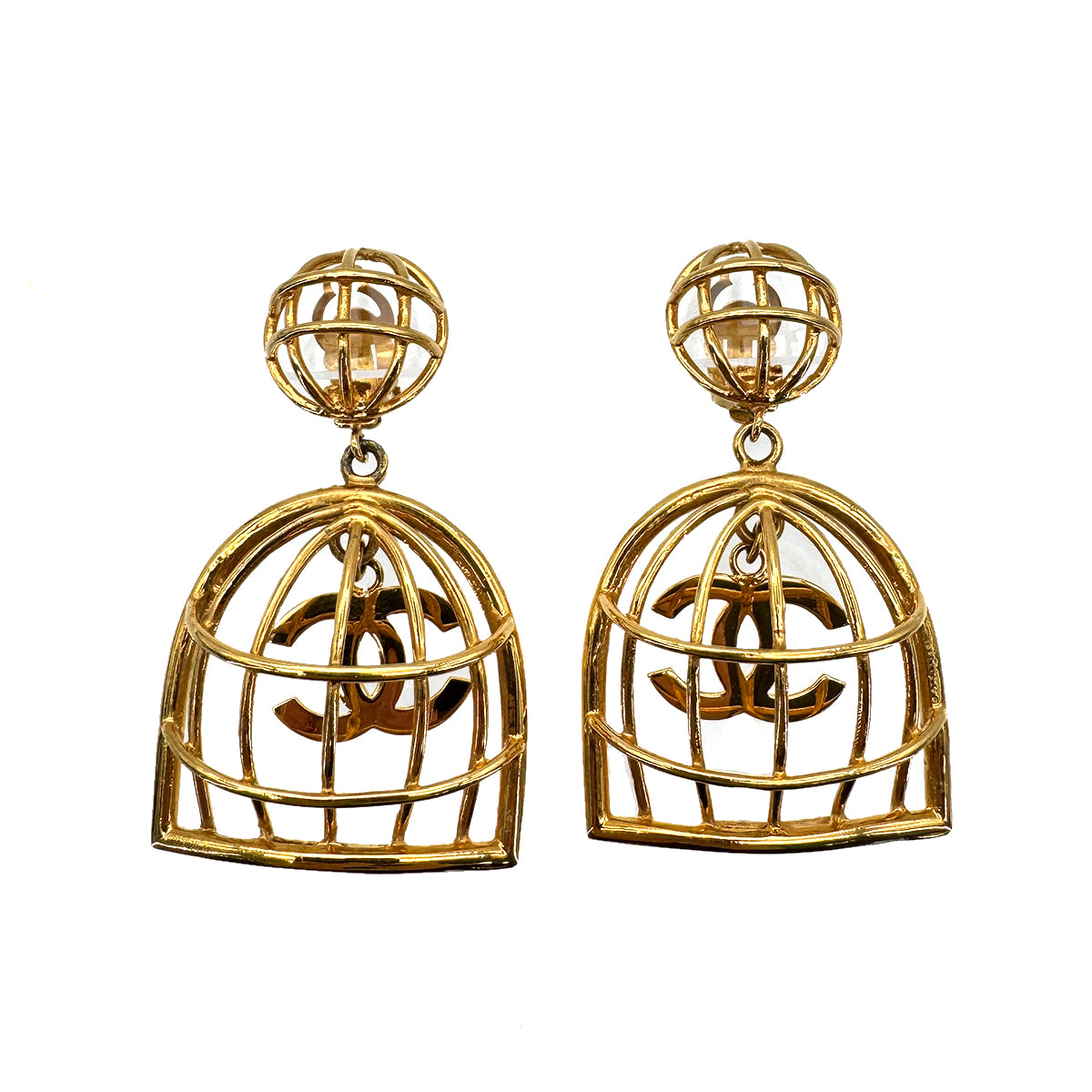 CHANEL VINTAGE EARRINGS BIRDCAGE COCOMARK ACCESSORY 90268787