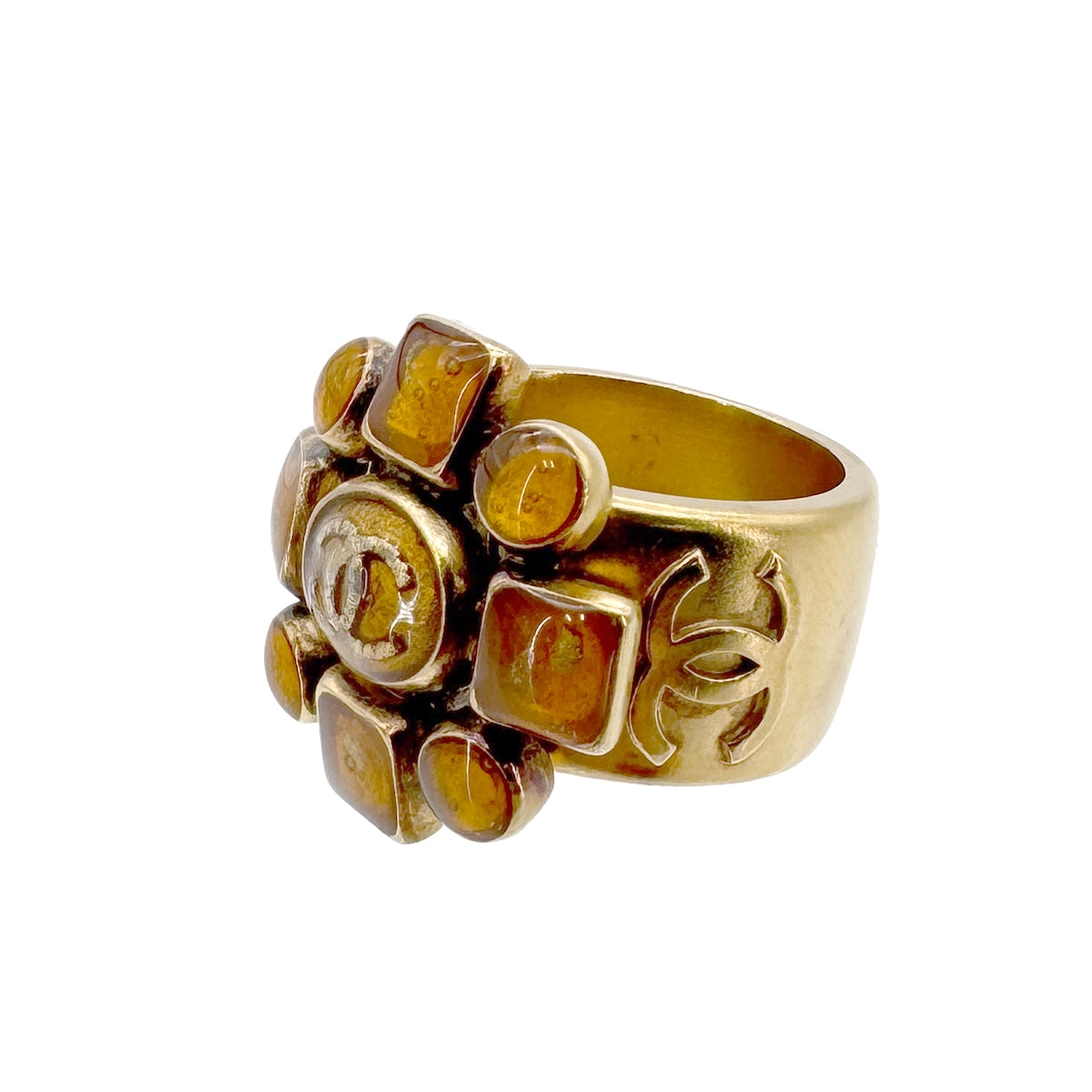 CHANEL RING GRIPOIX FLOWER COCO MARK GOLD ACCESSORY 07A 90268801