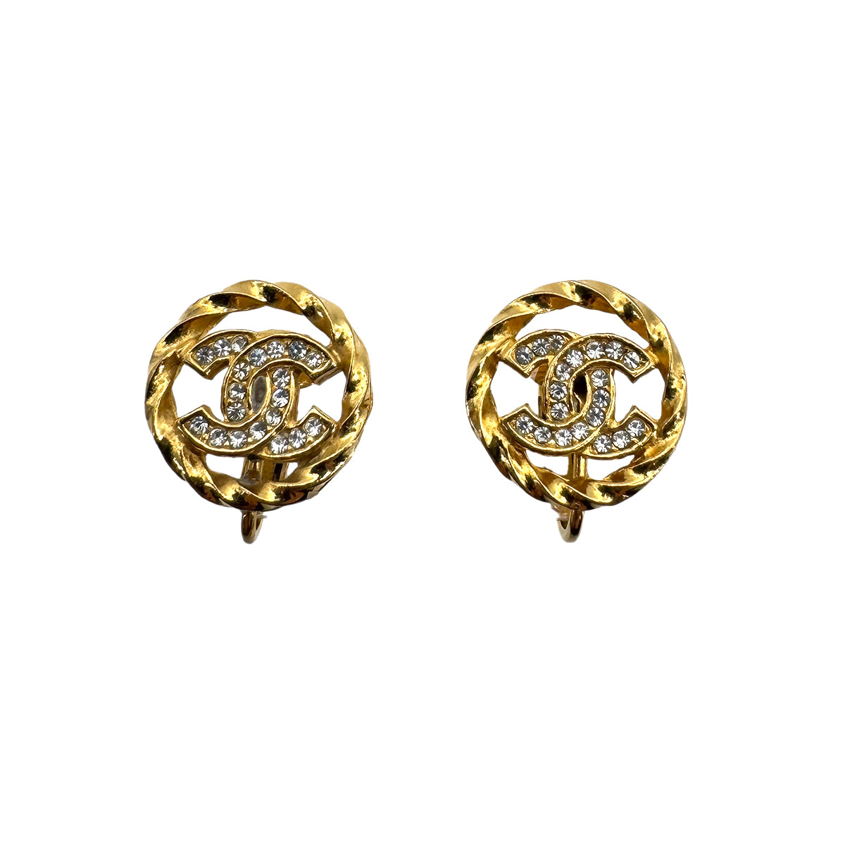 CHANEL VINTAGE EARRINGS RHINESTONE COCOMARK ACCESSORY 90268807