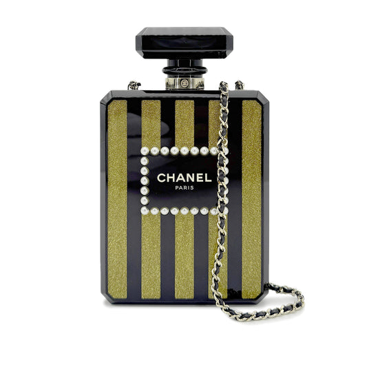 CHANEL PERFUME BOTTLE CHAIN SHOULDER BAG BLACK 90268813