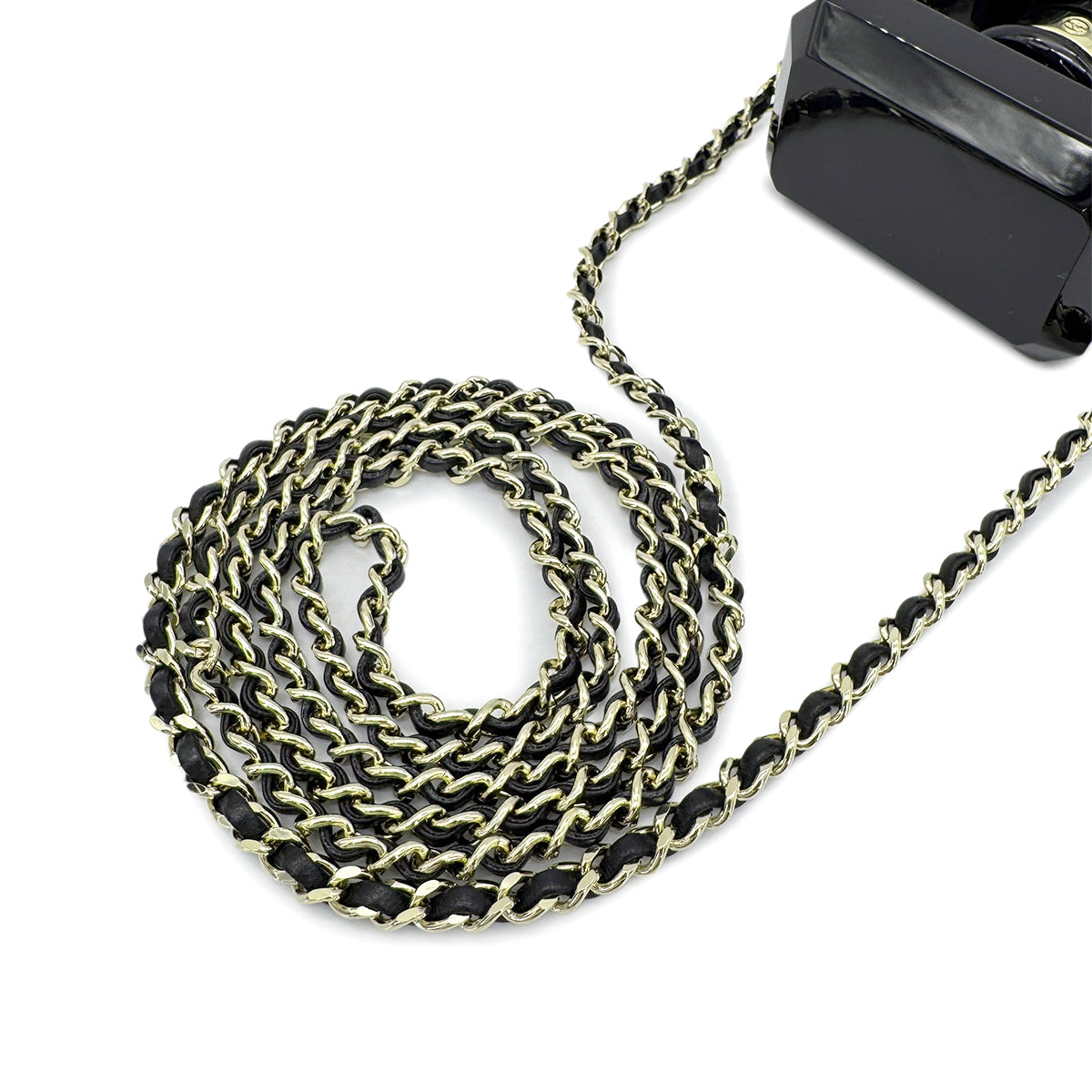 CHANEL PERFUME BOTTLE CHAIN SHOULDER BAG BLACK 90268813